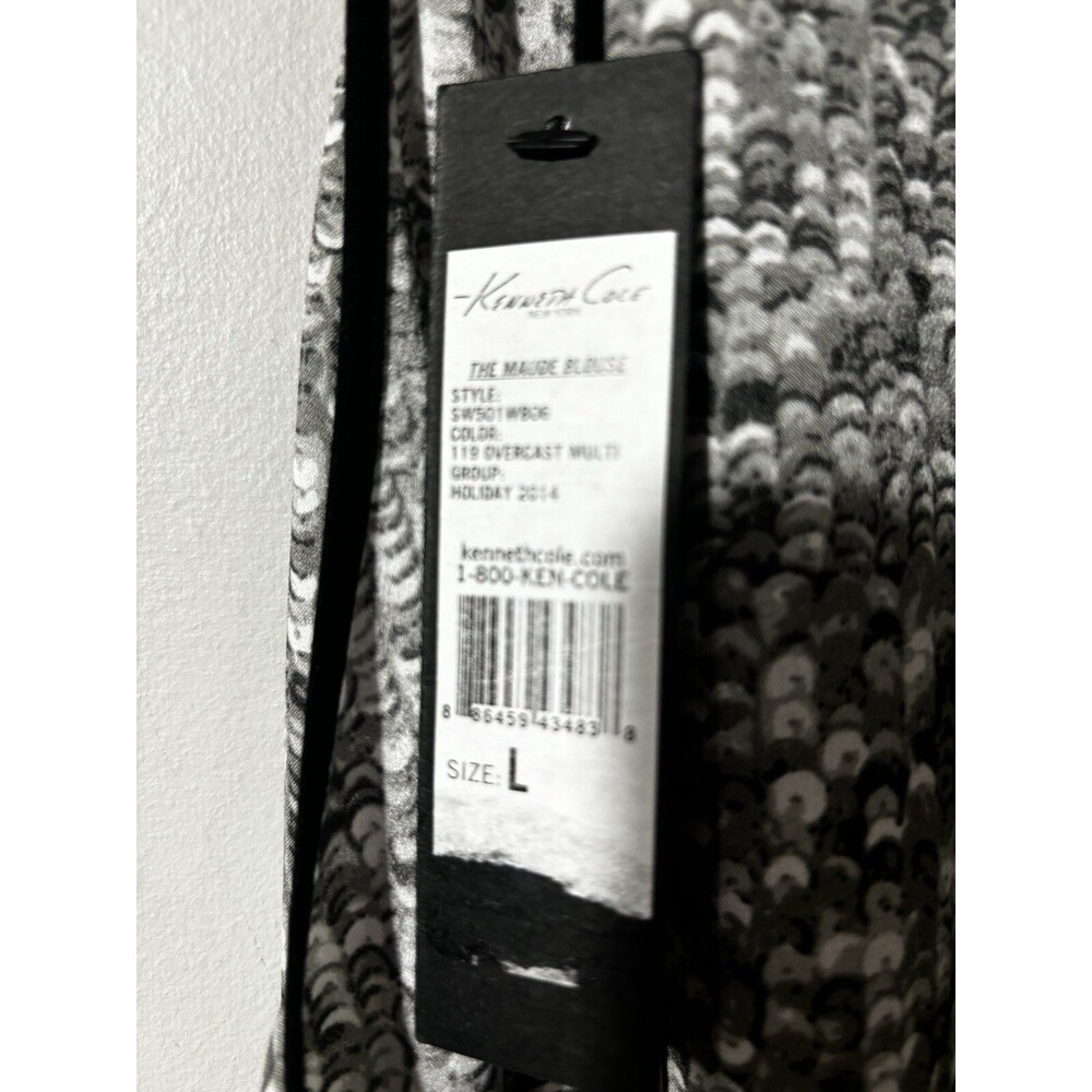 NWT Kenneth Cole Top Large Grey Black Blouse Halter Tank Career Closet Staple - Picture 3 of 7